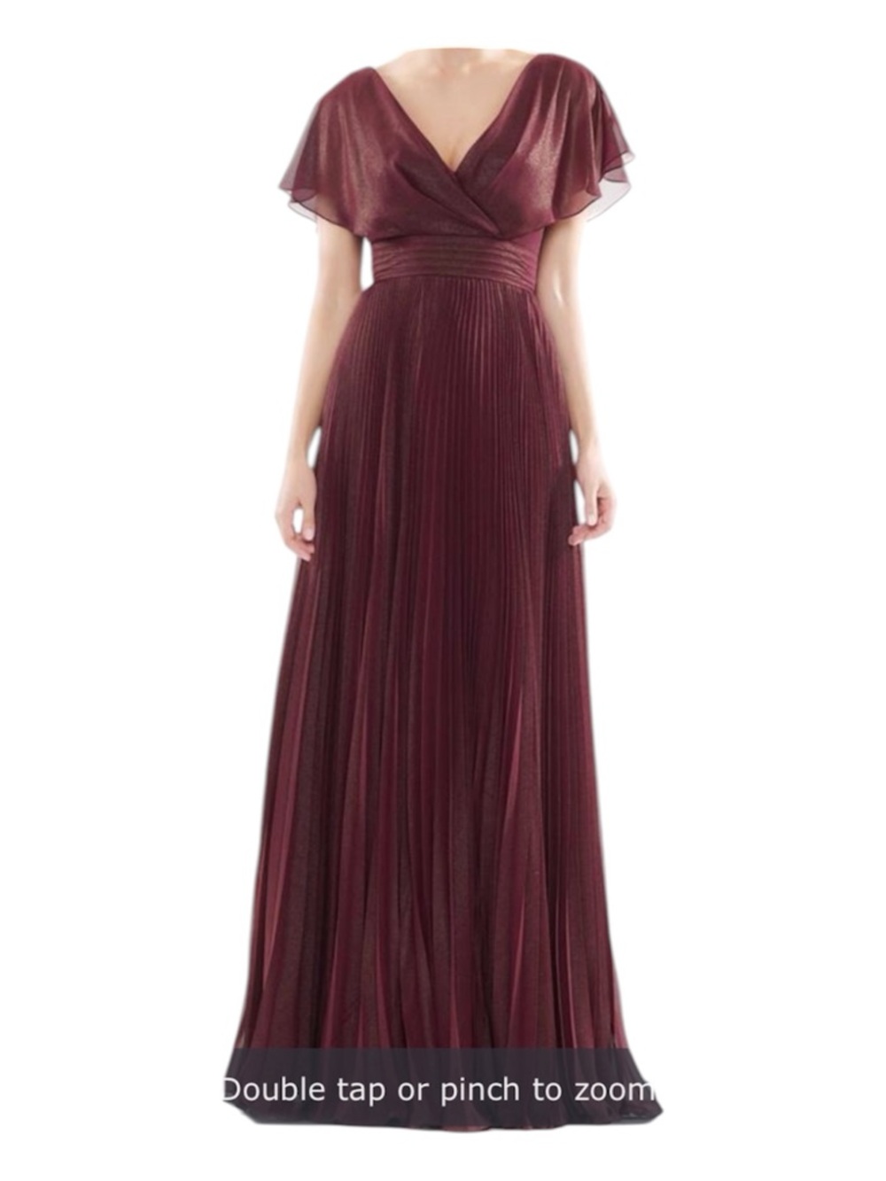 Elegant Burgundy V-Neck Pleated Maxi Dress